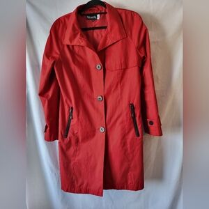 Red Women’s Trench Coat - Classic Single-Breasted Jacket